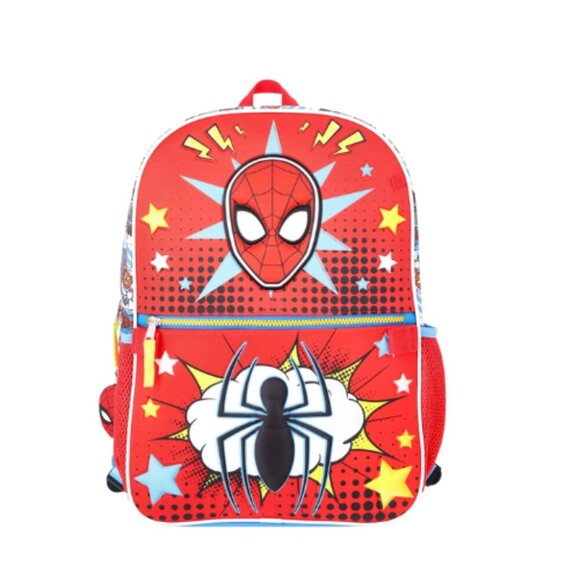 Marvel Spider-Man Boys 17" Backpack, Lunch Kit, Zip Case, Keychain and Water Bot - Picture 2 of 4